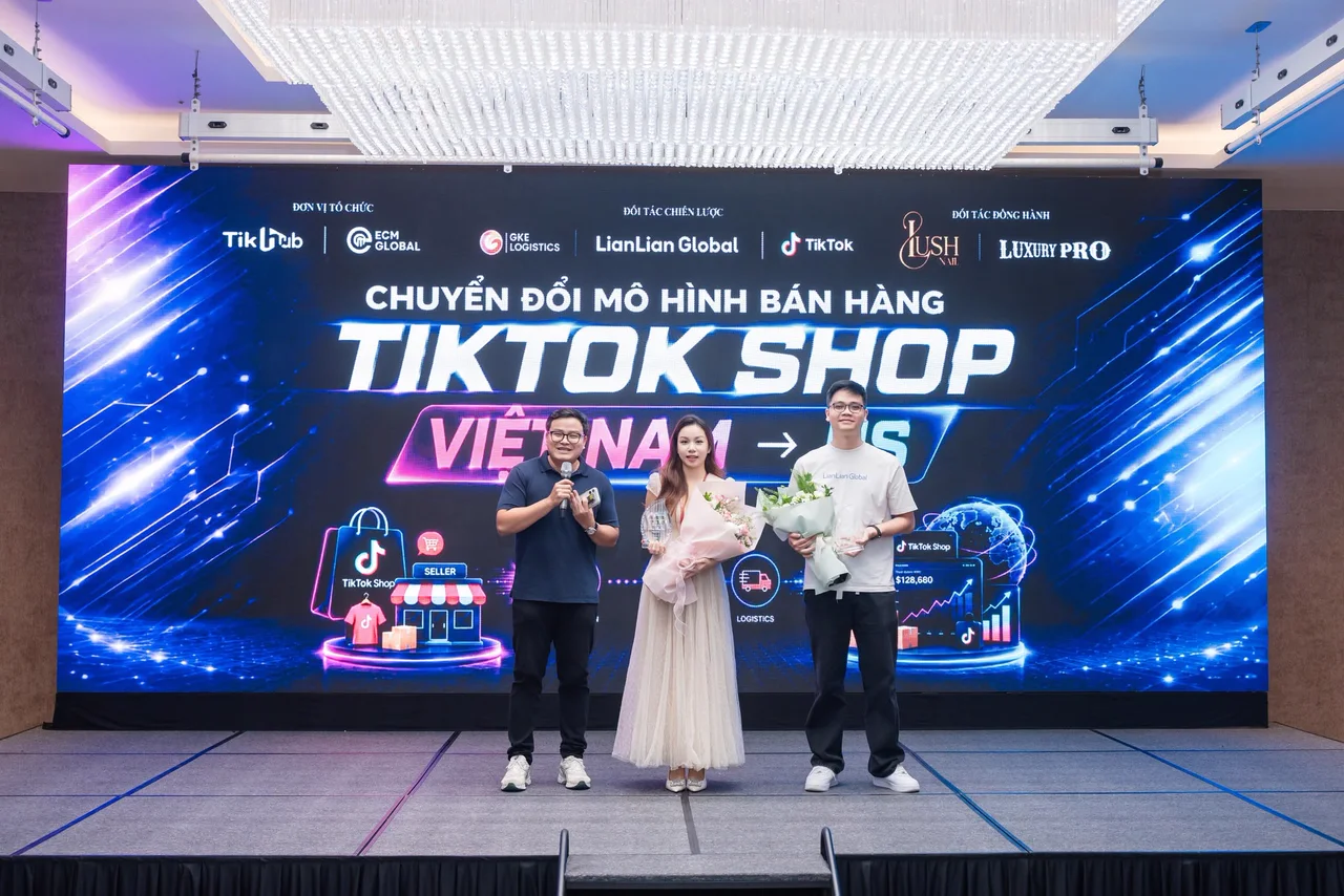 A moment on stage at a TikTok Shop US event