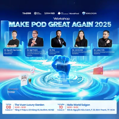 Poster for the 2025 Make POD Great Again workshop listing Ngô Thành as a speaker